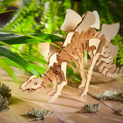 Mała historia Drewniany model 3D Puzzle - Stegozaur Dinozaur