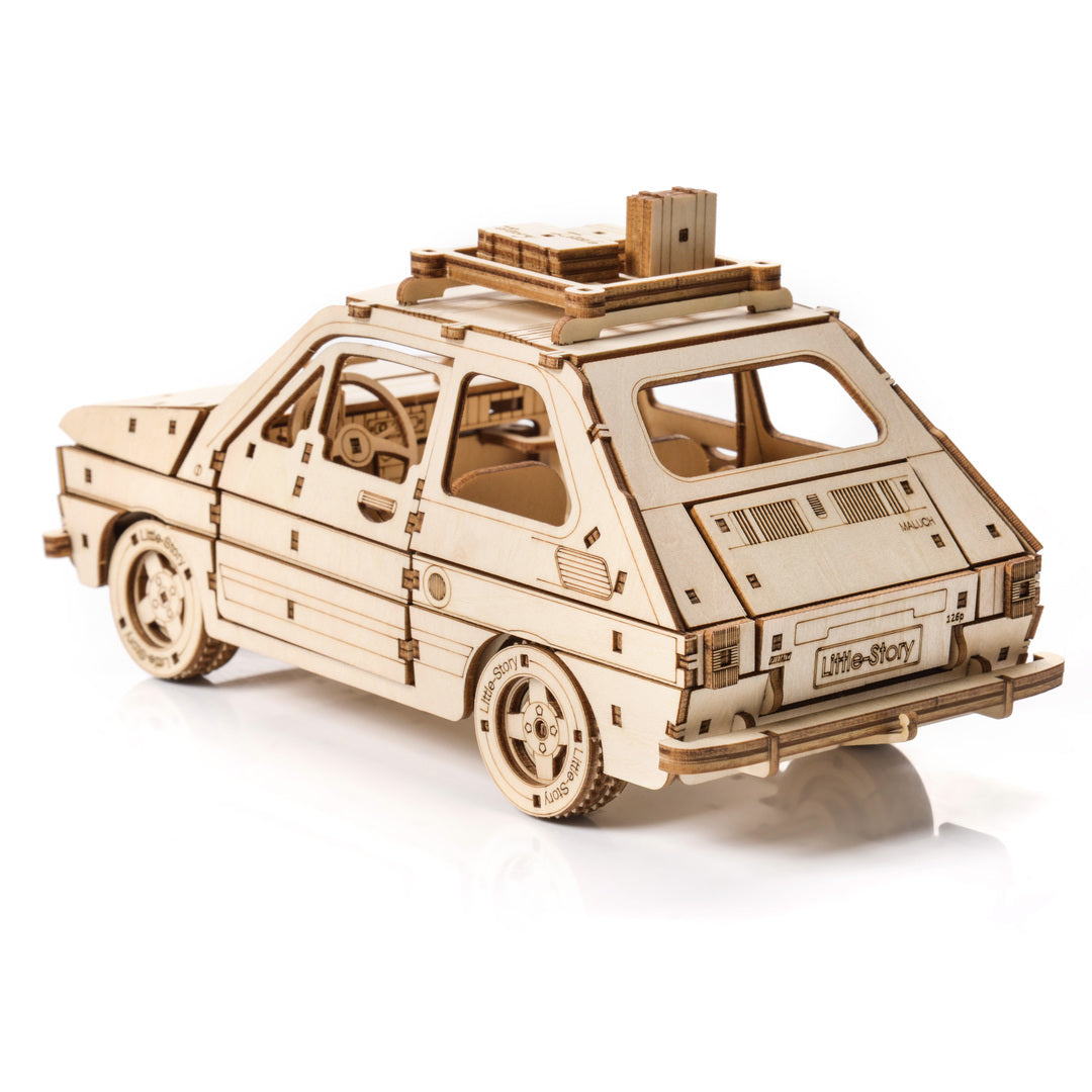 Drewniany model samochodu 3D – Fiat 126P